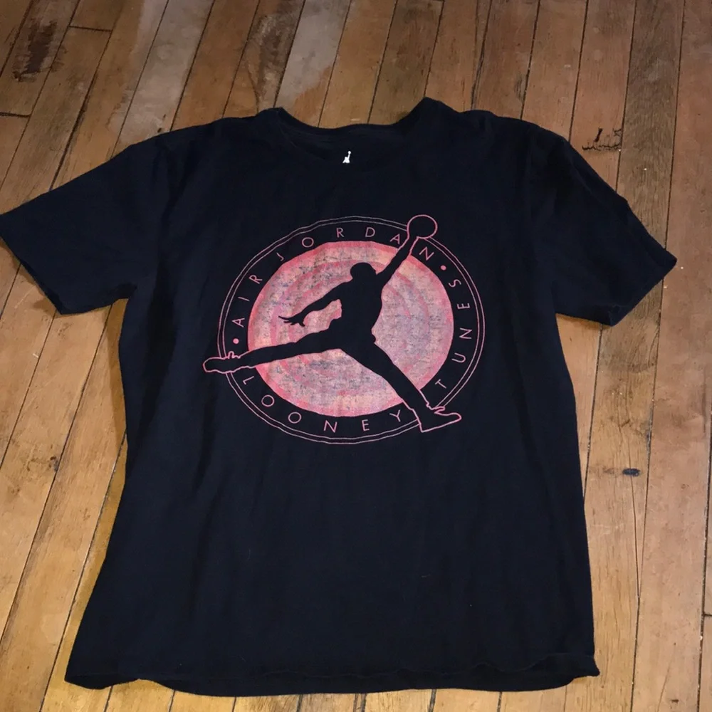 Jordan‎ Black Tee with Pink-Red Looney Tunes Jumpman Graphic